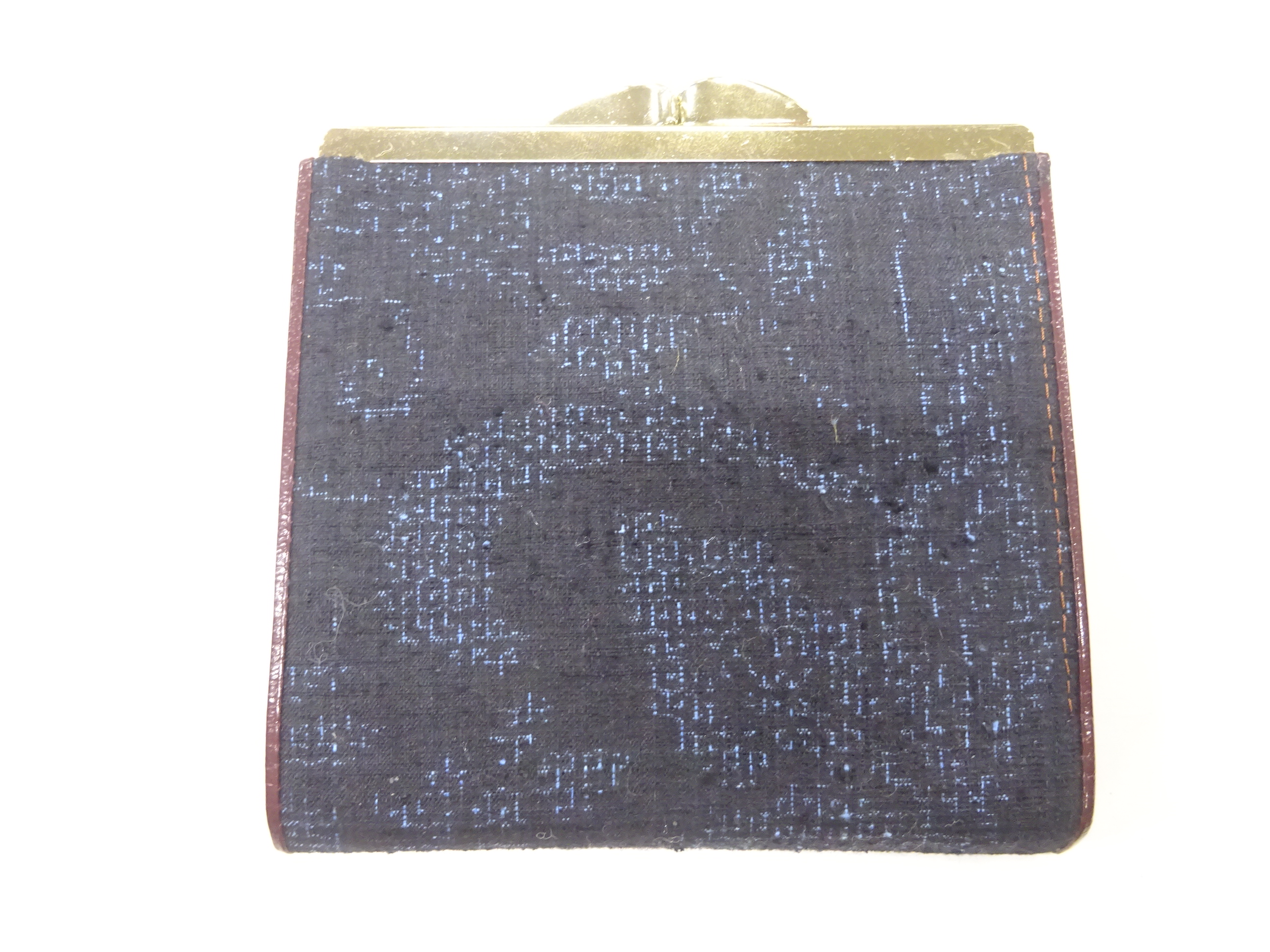 JAPANESE KIMONO / ANTIQUE CLAPS COIN PURSE / WOVEN ABSTRACT PATTERN